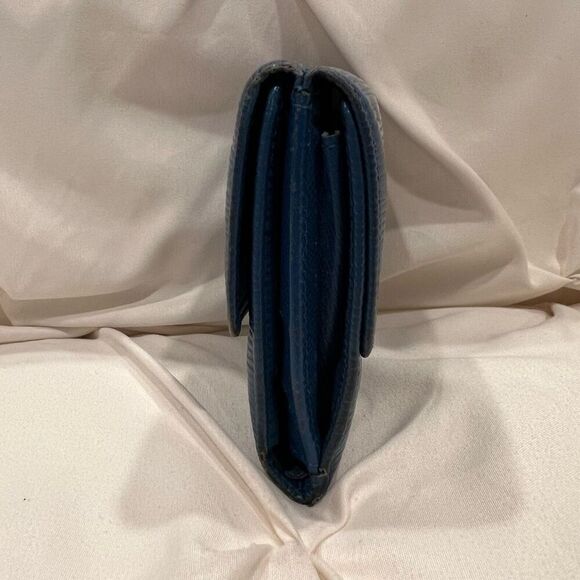 Vintage Louis Vuitton Elise Epi Trifold Wallet Blue Leather LV Paris Made France - Picture 3 of 14